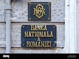 Oradea, Romania, lettering and logo of the Romanian National Bank Stock Photo - Alamy