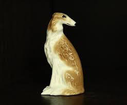 Russian Borzoi Dog Figurine Ceramics