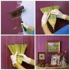 make a textured painted wall with a broom