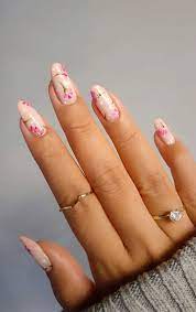 feminine pink fl nails