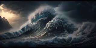 Rough Ocean Storm Waves Crashing