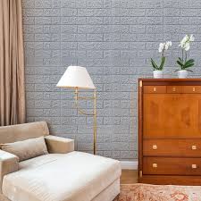 30 pcs l and stick 3d brick wallpaper in grey faux foam brick wall panels for bedroom living room 43 5sq ft pack