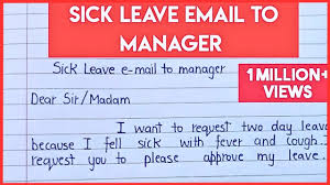 sick leave email to manager