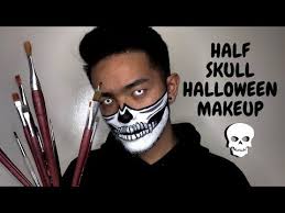 tutorial half skull halloween makeup
