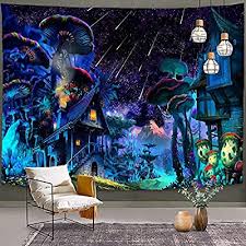 Trippy Smoke Mushrooms Tapestry Wall