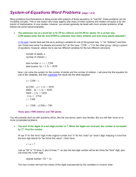 system of equations word problems page