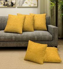 Solid Cotton Yellow Cushion Covers