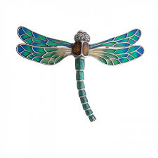Sterling Silver Jewelled Art Nouveau Dragonfly Brooch