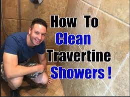how to clean travertine showers