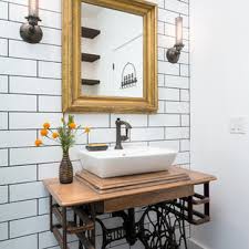 The clutterbuster powerfully transforms simple door hinges into dynamic storage space. Antique Sewing Machine Vanity Ideas Photos Houzz
