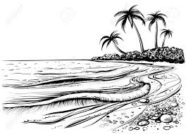 Here you can explore hq palm tree transparent illustrations, icons and clipart with filter setting like size, type, color etc. Ocean Or Sea Beach With Waves Sketch Black And White Vector Royalty Free Cliparts Vectors And Stock Illustration Image 77651214