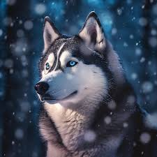 husky dog with blue eyes and a blue eye