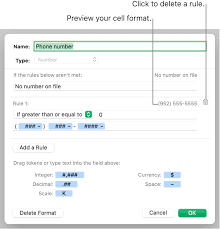 create a custom cell format in numbers