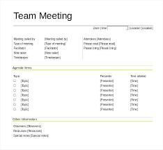 Free Agenda Template Word Team Meeting Agenda Example
