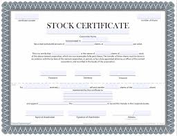 free certificate of stock template