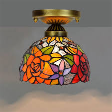 red rose glass lamp tiffany style