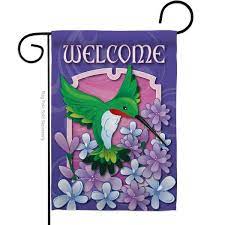 Breeze Decor Welcome Hummingbird 2 Sided Vertical Flag