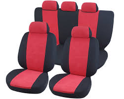 Car Seats Covers Velur Black Red