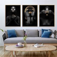 3pcs canvas painting africa black girl