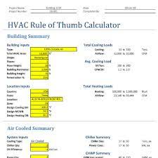 hvac rule of thumb excel calculator