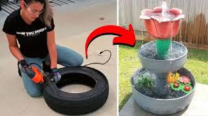 Water Fountain Using An Old Tire