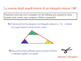 Gli angoli esterni possono anche essere definiti e il postulato del triangolo euclideo può essere formulato come teorema dell'angolo esterno. La Somma Degli Angoli Interni Di Un Triangolo Misura 180