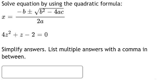 Solve Equation By Using The Quadratic
