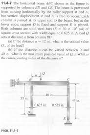 solved 11 4 7 the horizontal beam abc