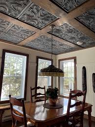 gold faux tin ceiling tile installation