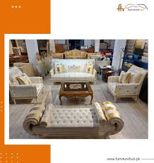 4 piece sofa set in gold and white