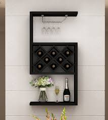 Black Contemporary Wall Mounted Wine