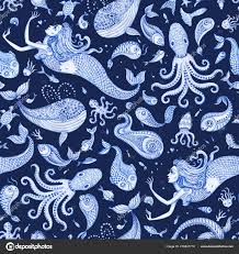seamless wallpaper pattern indigo blue
