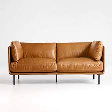 Crate And Barrel Wells Leather Sofa Brown