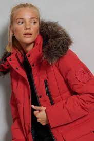 Buy Superdry Red Longline Faux Fur