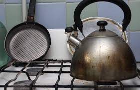 clean the outside of a burnt tea kettle