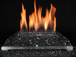 Log Fireplace With Black Fire Glass