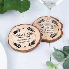 Wood Slice Wedding Favor Coasters