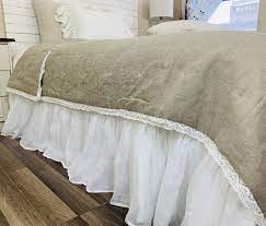 White Linen Voile Bed Skirt Sheer Linen