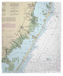 Long Beach Island Nj Nautical Chart Fleece Throw Blanket