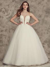 Classic Strapless Tulle Bridal Ball Gown With Illusion Plunging Sweetheart Neckline