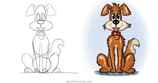 how to draw a dog a cute cartoon style