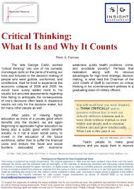 Culture of Discussion  Cognitive Skills for Critical Thinking 