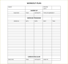 exercise workout sheet template routine spreadsheet fresh fitness plan personal