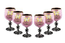 Bohemian Crystal Colored Glasses 6 Pc