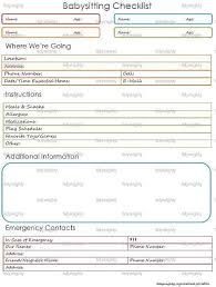Babysitting Checklist Child Care Notes Printable By Tidymighty