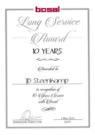 10 Years Long Service Award