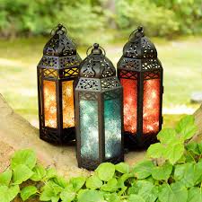 Red Moroccan Lantern With Lights 11 Inch Tall Led Fairy Lights Batteries Timer Included Black Metal With Colored Glass Eid Ramadan Fanoos