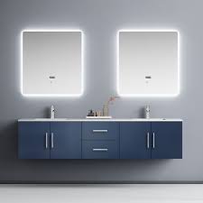 Can blue bathroom vanities be returned? Lexora Geneva 80 Inch Color Navy Blue Floating Double Bathroom Vanity