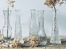 Vintage Clear Glass Bud Vases Clear