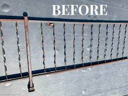 Metal Railing With A Paint Sprayer
